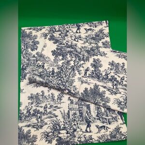 Vintage French Toile Print Window Cafe Valance Curtains BLUE and WHITE